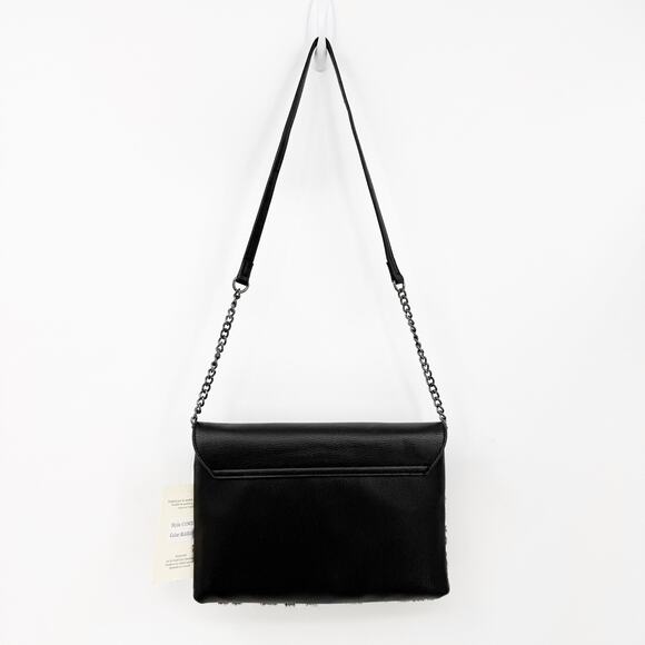 SevenDays Cow Print Haircalf Crossbody Shoulder Bag Black White Chain Strap Y2k - Picture 2 of 9